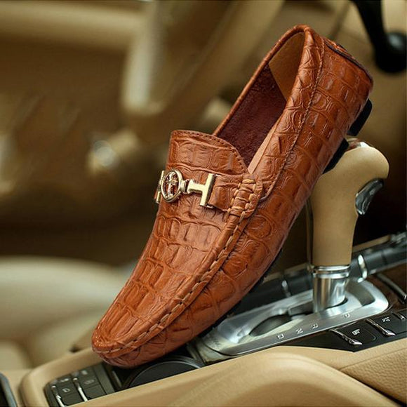 Shoes - Big Size Alligator Soft Leather Loafers Men‘s Shoes