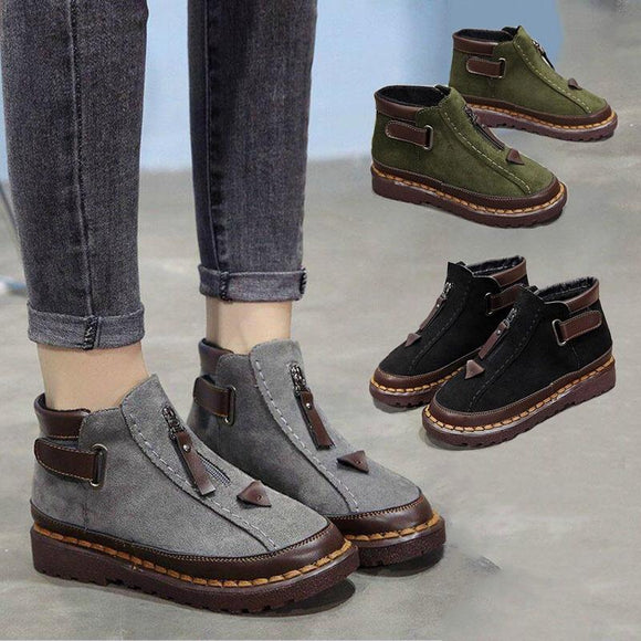 Shoes - Women's New Style Chelsea Platform Flat Bottom Martin Ankle Boots