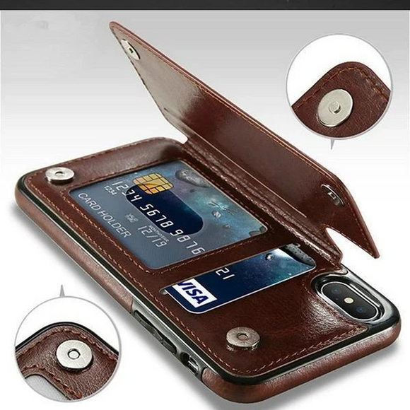 Luxury Flip Leather Card Phone Cover For iPhone