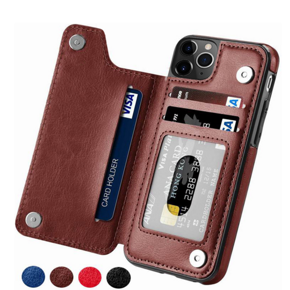Kaaum Retro Leather Flip Wallet Holder Stand Back Cover Phone Case For iPhone (Free Temeperd Glass+Buy 2 Get Extra 5% Off; Buy 3 Get Extra 10% Off)