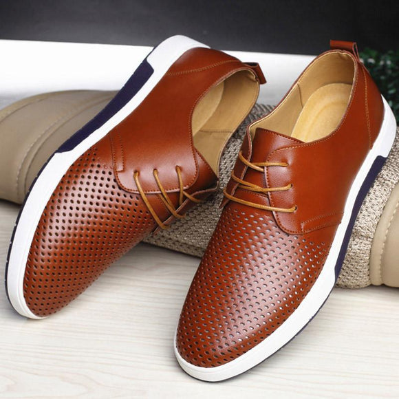 Spring Autumn Leather Casual Fashion Breathable Holes Leisure Shoes
