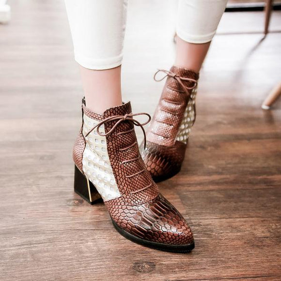 Shoes - Fashion Pointed Toe Snake Print High Heel Boots（Buy 2 Got 5% off, 3 Got 10% off Now）