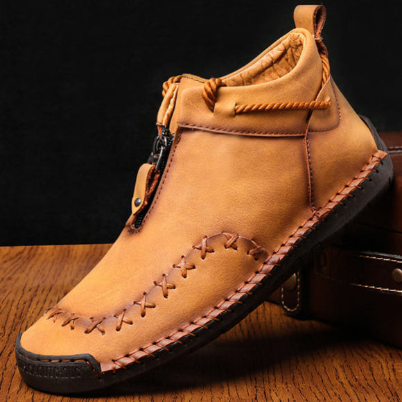 Kaaum Men's Autumn Winter Leather Ankle Boots