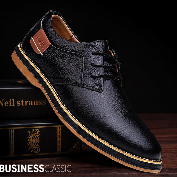 Men Oxford Shoes Genuine Leather Lace Up Office Business Casual Shoes  ( Extra Discount：Buy 2 Get 5% OFF, 3 Get 10% OFF）