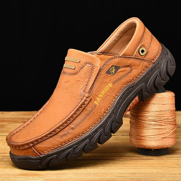 Kaaum Large Size Men Casual Leather Outdoor Hiking Shoes