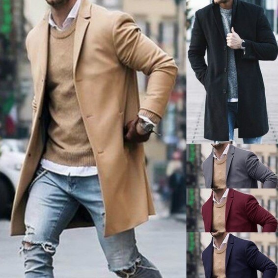 Kaaum Men's Winter Fashion Slim Long Sleeve Cardigan Jacket