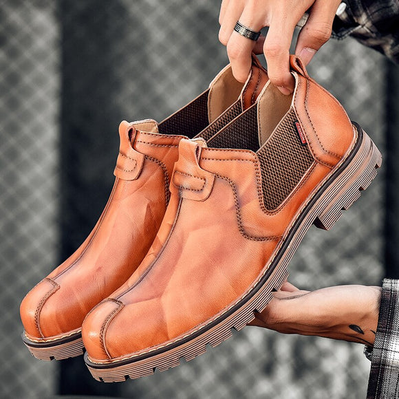 Kaaum British Men Retro Leather Oxford Shoes