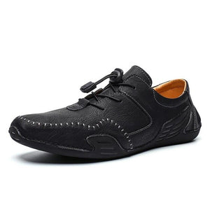 Kaaum Hand Stitching Comfort Lace Up Soft Driving Leather Shoes