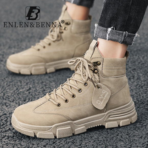 Men Boots Leather Waterproof Ankle Boots
