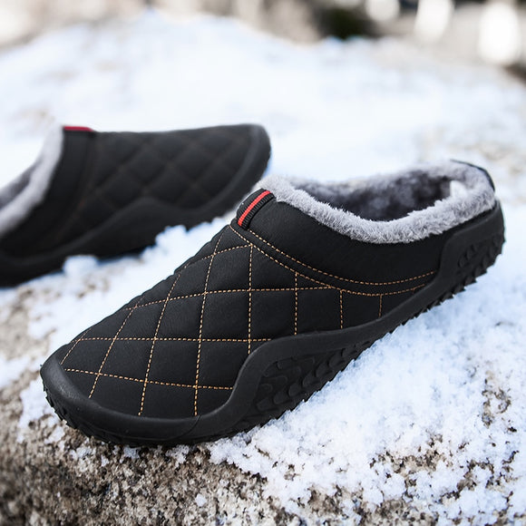 Mens' Winter Warm Canvas Slippers With Fur