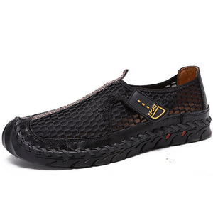 Kaaum Men Summer Leather Mesh Loafers