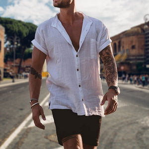 2021 Fashion Mens Button Linen Shirts