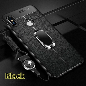 Phone Case - Soft Silicone PU Leather Case With Magnetic Holder + Free Strap For iphone