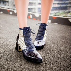 Shoes - Fashion Pointed Toe Snake Print High Heel Boots（Buy 2 Got 5% off, 3 Got 10% off Now）