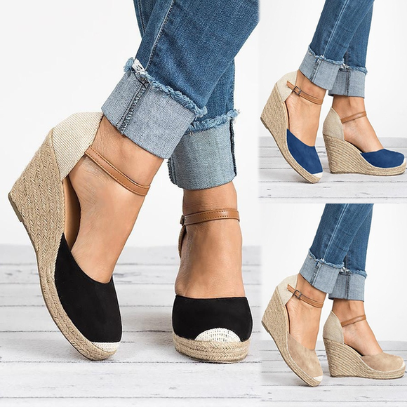 Shoes - 2018 Fashion Summer Women Wedge Espadrilles Casual Buckle Strap High Heel Shoes