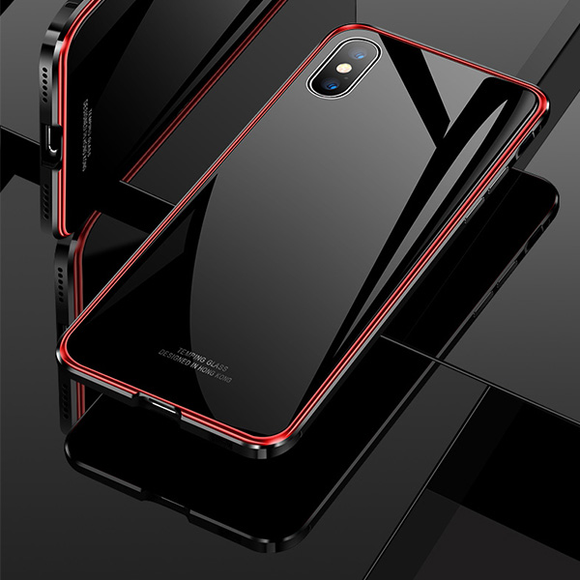 Metal frame Tempered glass Case For iPhone X XR XS XS Max 7 8 Plus