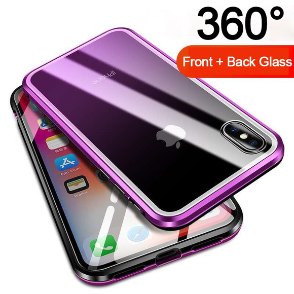 Phone Case - Aluminum Frame Magnet Adsorption Cover for iPhone X Xs MAX XR
