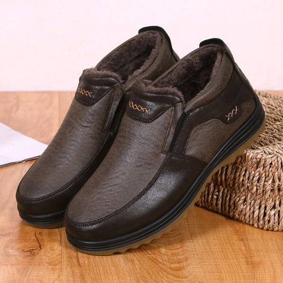 2019 Men's Casual Comfortable Warm Flat Slip On Leather Shoes