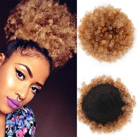 2019 Synthetic Fluffy Afro Short Chignon Hair Bun