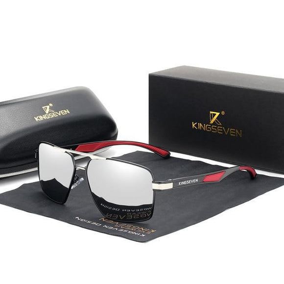 Lukmall Aluminum Men's Sunglasse Polarized Lens Brand Red Design Temples Coating Mirror Glasses