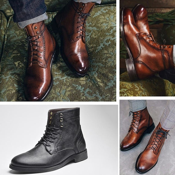 New arrival Men's Fashion Autumn Winter Leather Business Warm Ankle Boots