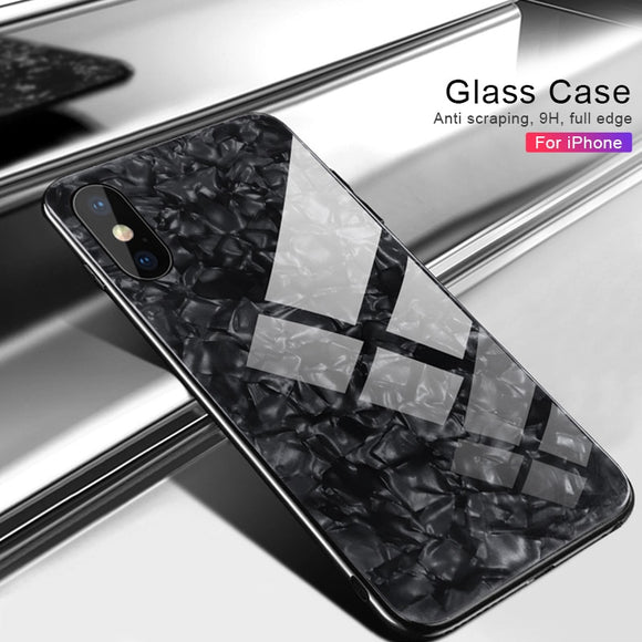 Phone Case - Luxury Soft TPU Bumper Cover Tempered Glass Case For iPhone X 8/7 Plus