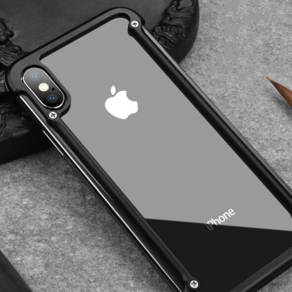 Airbag Metal Bumper Case With Free Glass For iphone 7 8 Plus X XS MAX XR