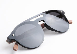 Kaaum Wooden Leg Lightweight Pilot Style Polarized Sunglasses