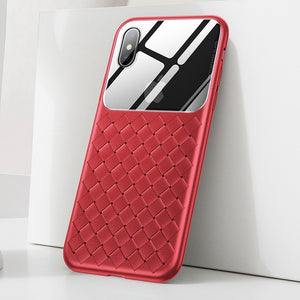 Luxury Grid+Tempered Glass Case For iPhone XR/XS/XS Max