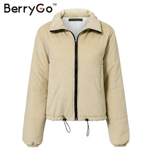 Women's Clothing - Casual Corduroy Thick Parka Overcoat
