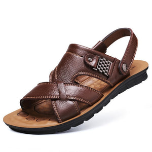 Men Genuine Leather Sandals Summer Classic Men Shoes Slippers