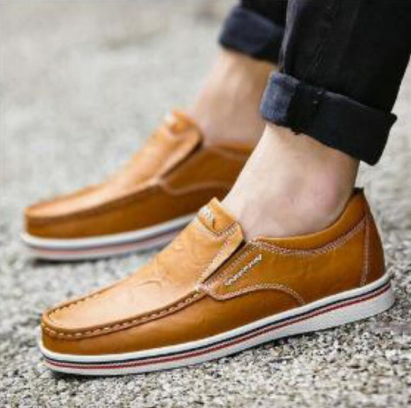 Men's Shoes - 2019 Men Large Size Cow Leather Wear-resistant Slip On Casual Shoes