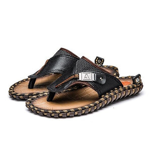 Brand Men's Luxury Flip Flops 2020 Genuine Leather Slippers