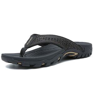 Kaaum-Leather Summer Men Slippers Beach Sandals Comfort Men Casual Shoes
