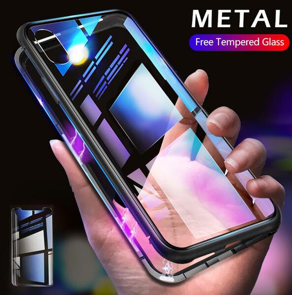 Phone Case - Luxury Magnet Absorption Aluminum Metal Frame Magneto Phone Case For iPhone X 8/7/6S Plus