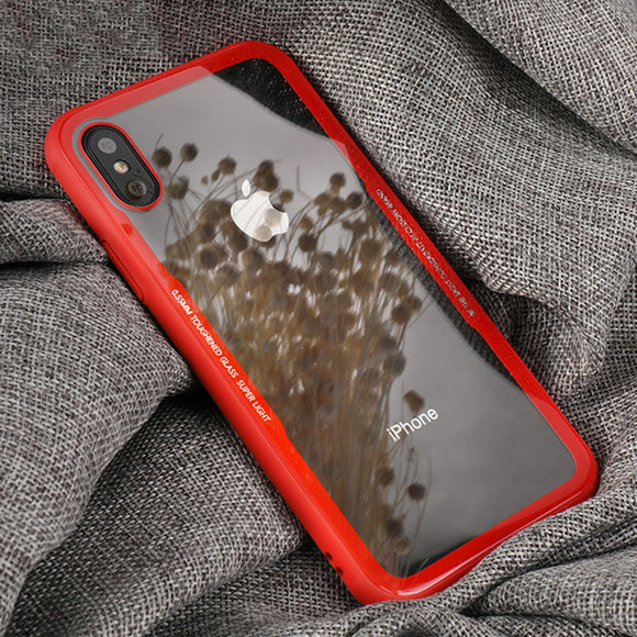 Phone Case - Luxury Ultra Thin Clear Tempered Glass Soft TPU Edge Phone Case For iPhone XS/XR/XS Max 8/7 Plus