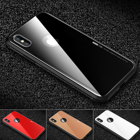 Phone Case - Luxury Tempered Glass Mobile Phone Back Case for iPhone X