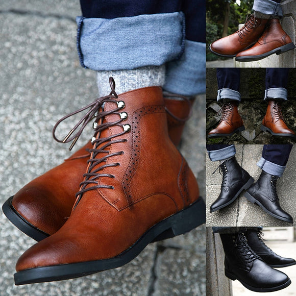 Shoes - Winter Fashion Male Lace Up Warm Ankle Boots