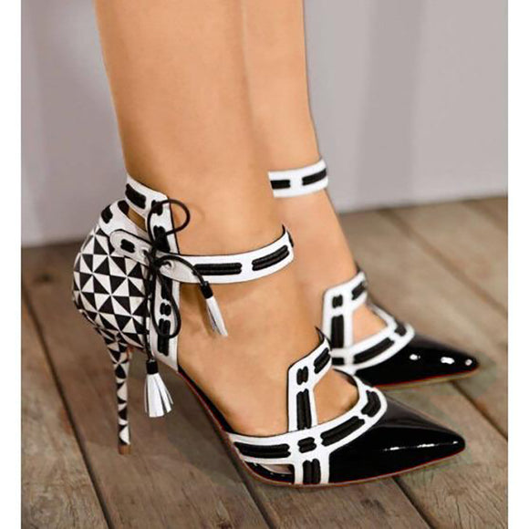 Shoes - 2018 Summer New Women High Heel Casual Print Geometric Platform Sandals