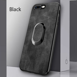 Canvas Magnetic Suction Ring Bracket Sweatproof Case For iPhone