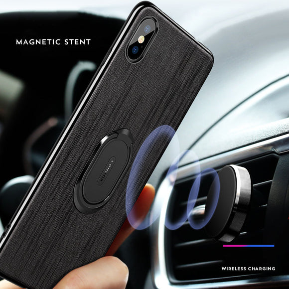 Ultra Thin Car Bracket Ring Magnetic Cloth Phone Case for iPhone X XS XR XS Max