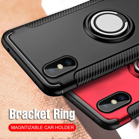 Luxury Magnetic Finger Ring Stand Shockproof Armor Phone Case For iPhone