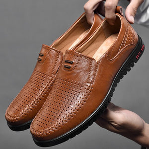 Leather Leisure Breathable Men Flexible Running Shoes