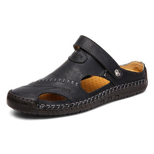 Kaaum Plus Size Classic Soft Genuine Leather Sandals