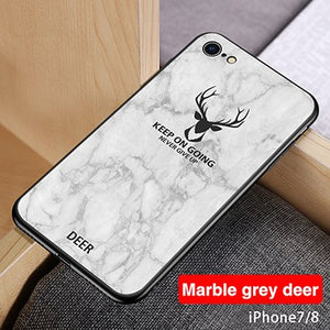 Luxury Marble Texture Christmas Deer Cases For iphone 7 8 6 6s Plus XR X XS Max