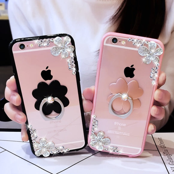 Kaaum Fashion Bling Rhinestone Flower Phone Case for iPhone