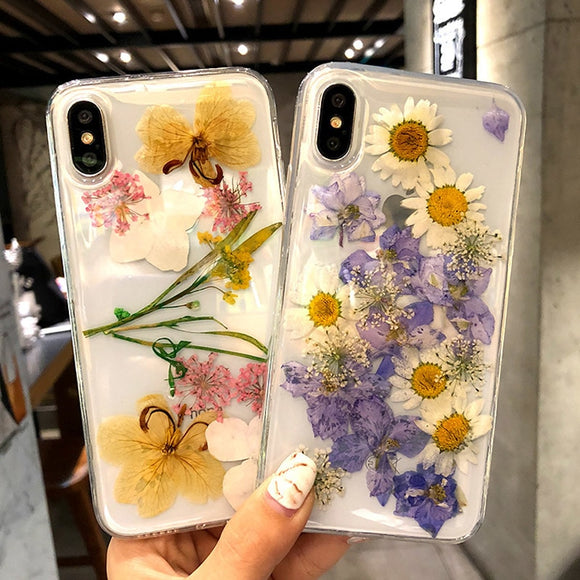 Phone Accessories - Beautiful Dried Flowers Transparent Soft TPU Cover For For iPhone