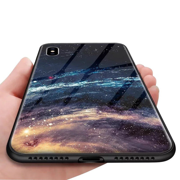 Phone Case - Luxury Starry Pattern Tempered Glass Durable Protective Phone Case For iPhone XS/XR/XS Max 8/7 Plus