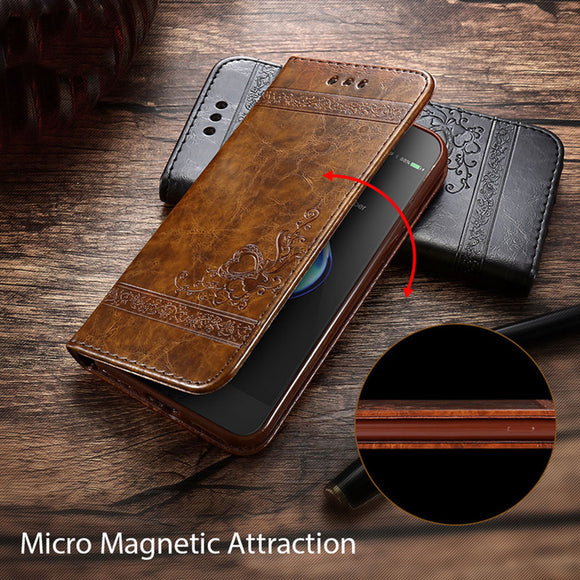 Phone Case - Luxury Retro Leather Flip Card Slot Holder Phone Case For iPhone X/XS/XR/XS Max 8/7 Plus