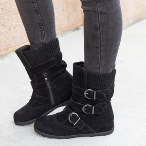 2019 New Fashion Retro Women Buckle Ankle Boots